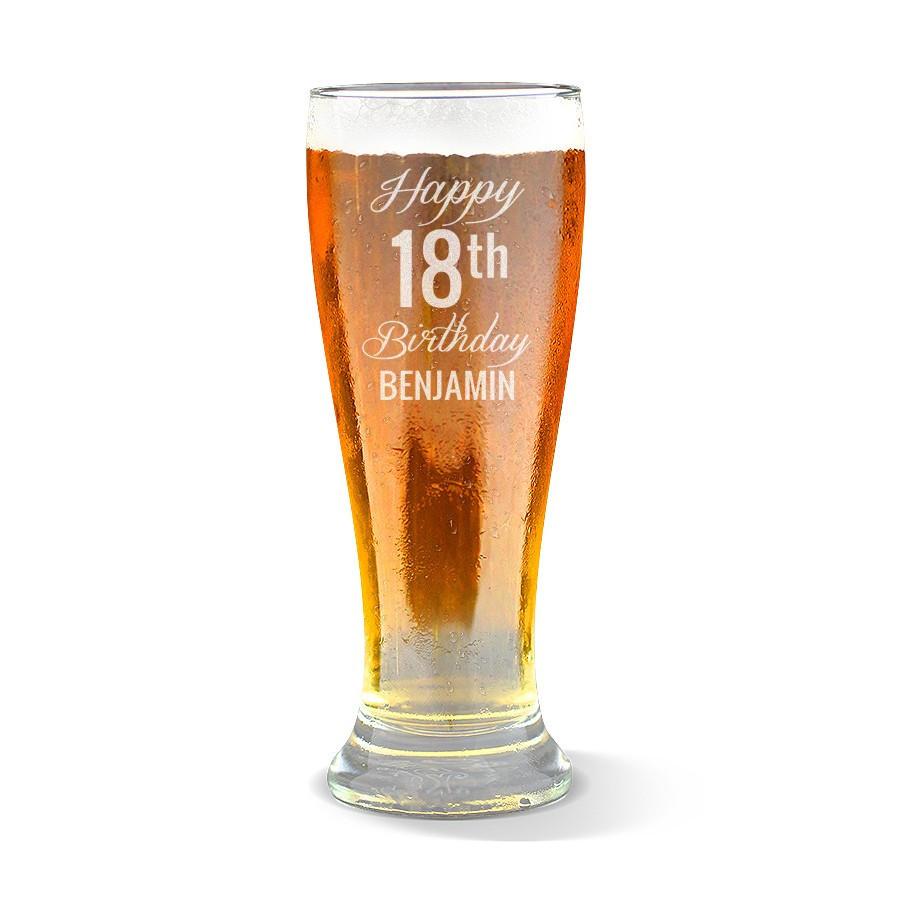 Fancy Happy Birthday Standard 425ml Beer Glass