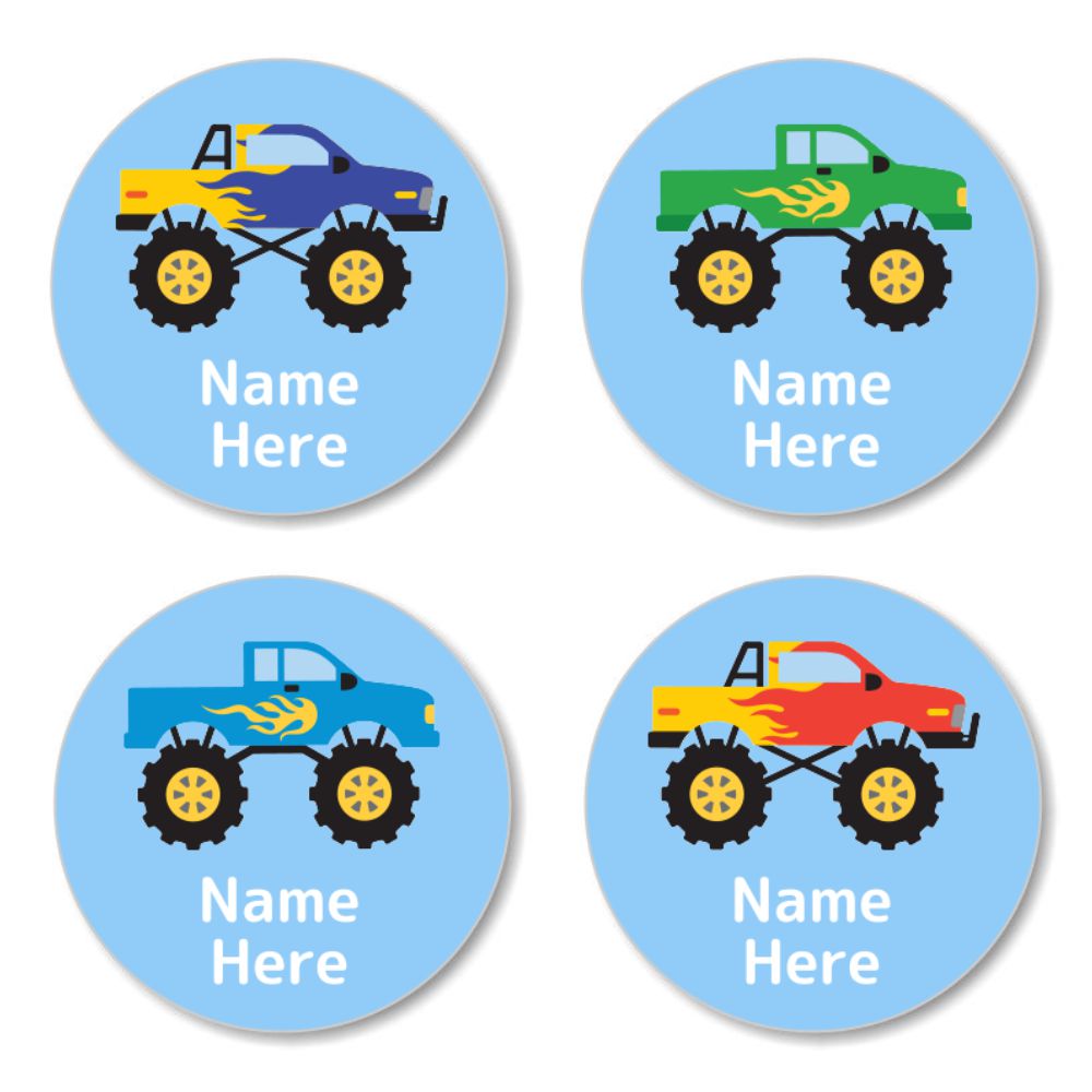 Monster Trucks Best Name Labels for Kids