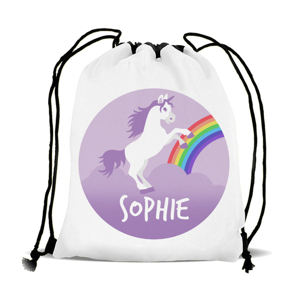 Personalised unicorn drawstring bag sale